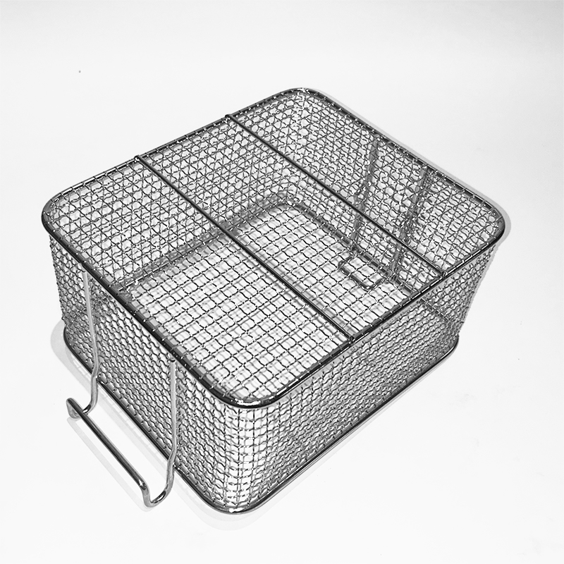 Stackable  Insert Reinforced Base Dual Hooks Wire Frying Basket  for Commercial Kitchens Fryer