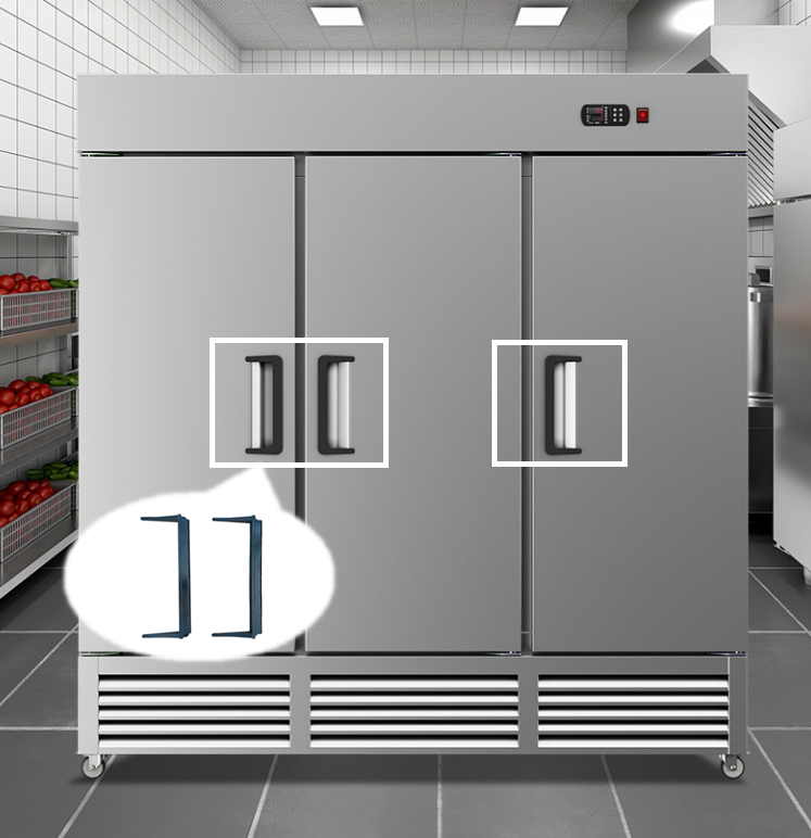 350×120mm recessed plastic handle for commercial fridge doors. Strong structure, simple to mount, fits most kitchen equipment.