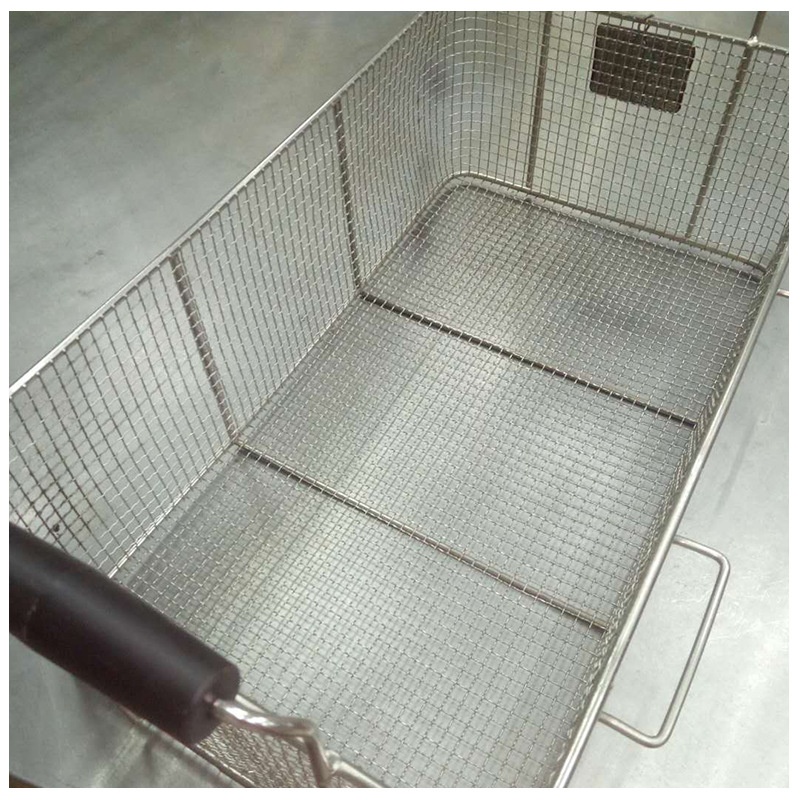 WF-301V frying basket with double handles and silicone handle protection, large capacity frying chicken basket