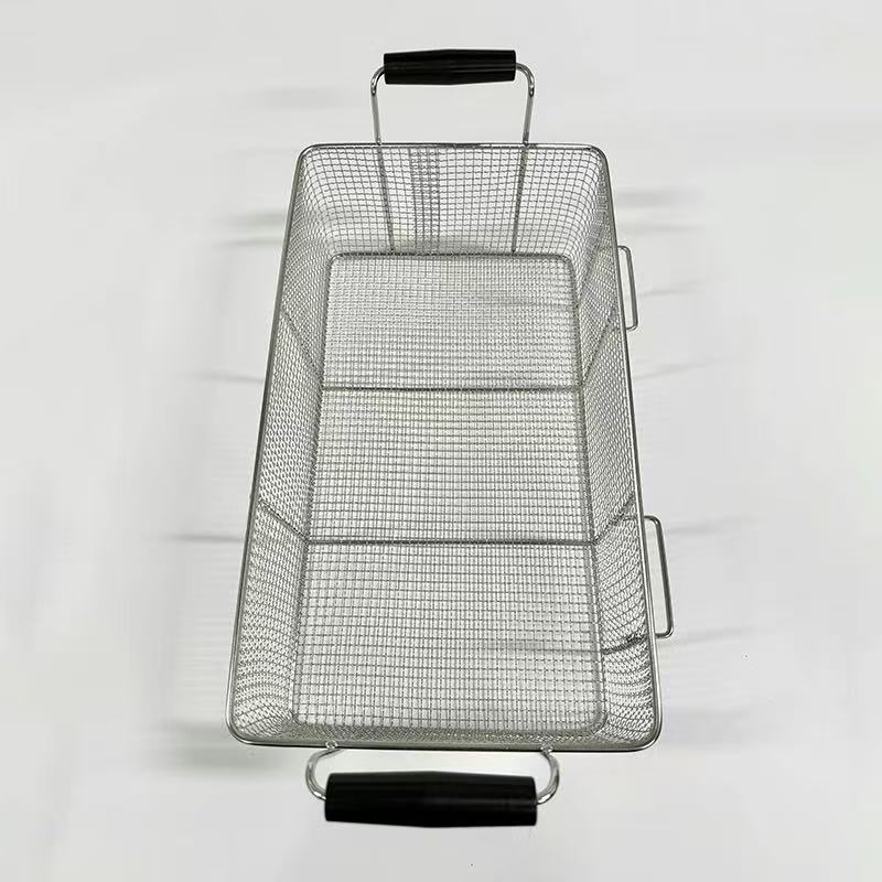 WF-301V frying basket with double handles and silicone handle protection, large capacity frying chicken basket