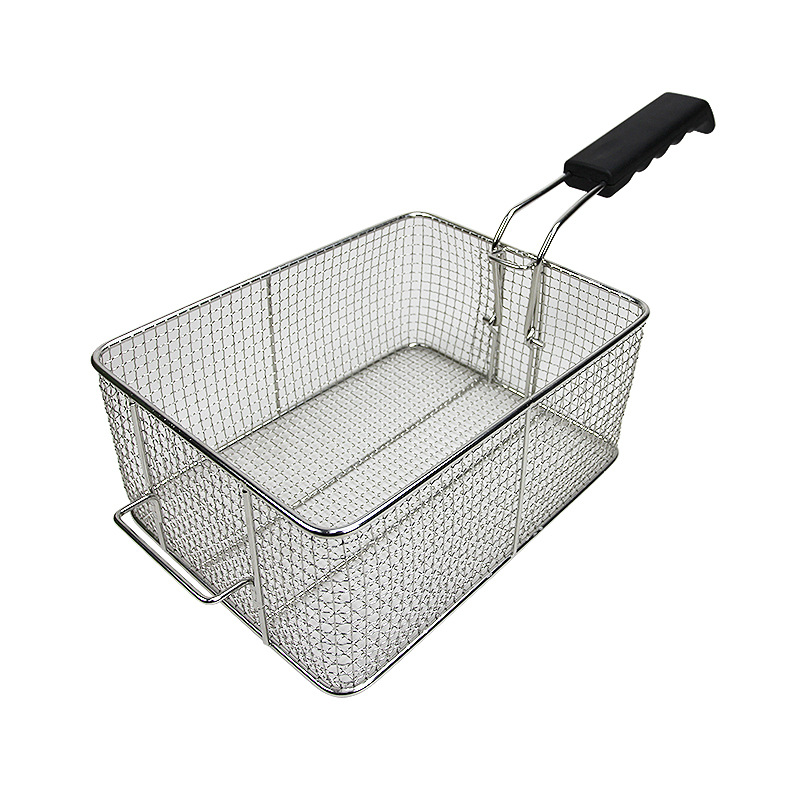 171 draad mand, roestvrij staal lange handvat bakken mand, westerse restaurant gebakken kip mand