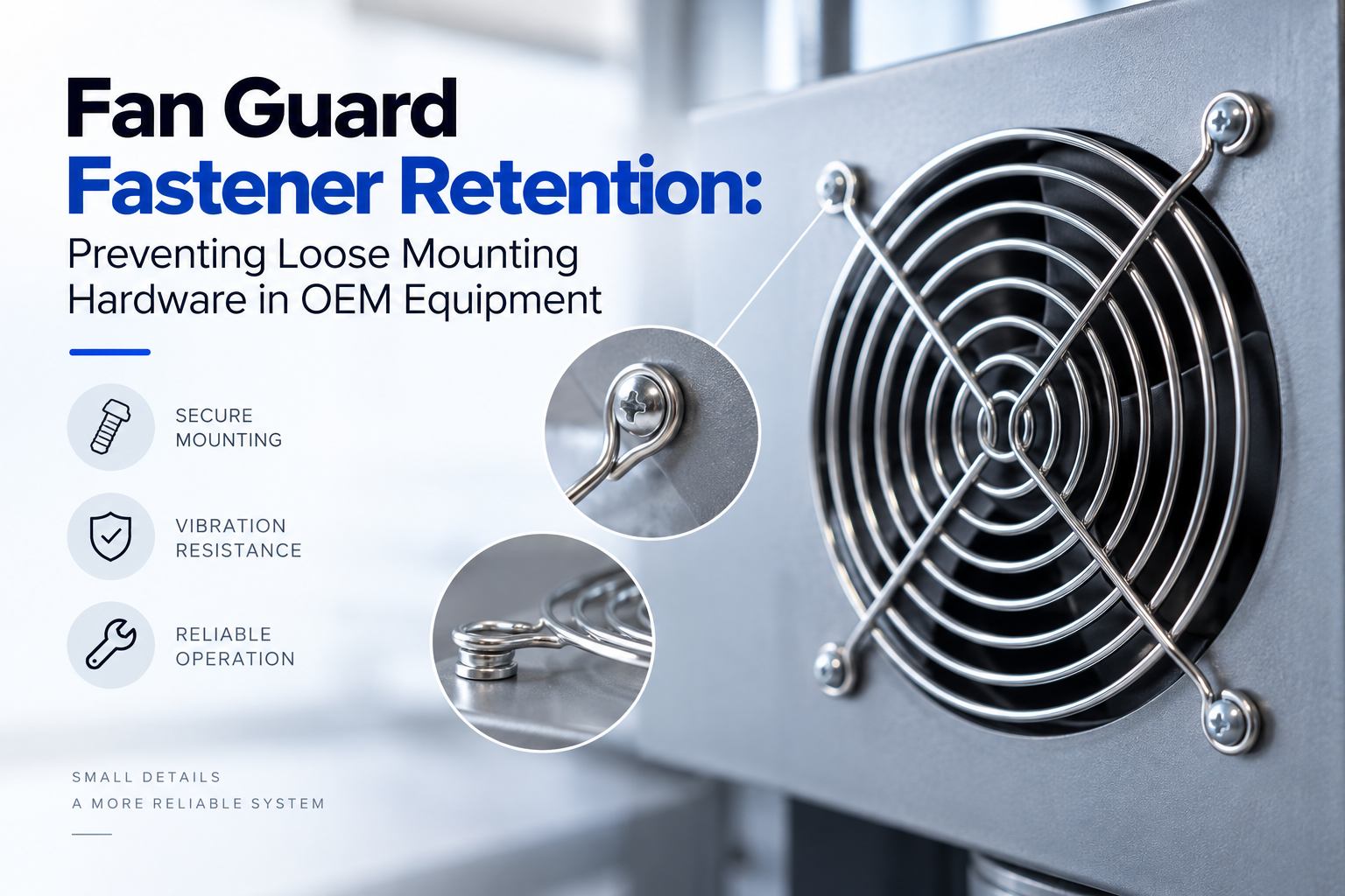 Fan Guard Fastener Retention Preventing Loose Mounting Hardware in OEM Equipment