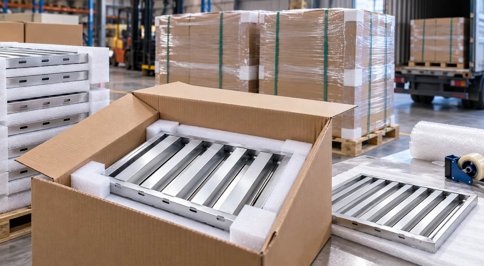 How Should Commercial Grease Filters Be Packed to Prevent Frame Damage in Bulk Shipments