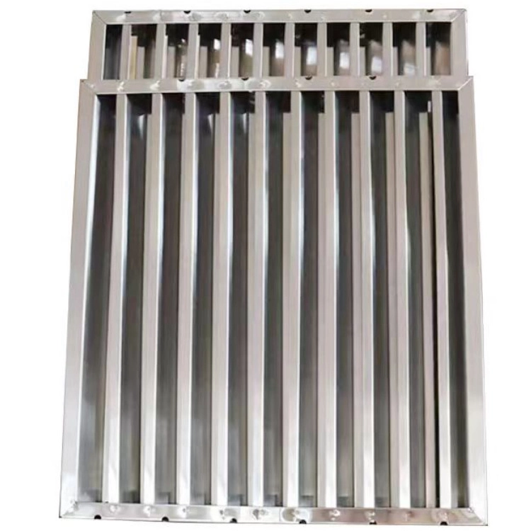 Stainless steel commercial grease filter frame and baffles for material traceability inspection