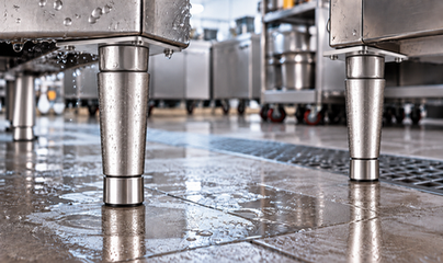 Adjustable stainless steel equipment foot base for commercial kitchen equipment installation