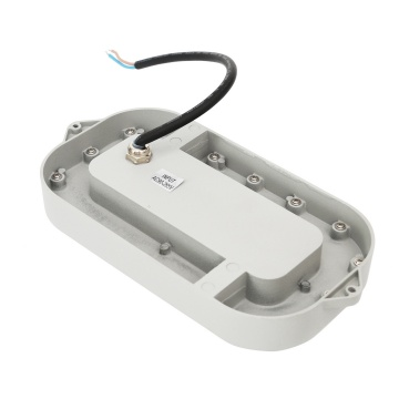 Rear view of hood light showing housing and electrical connection
